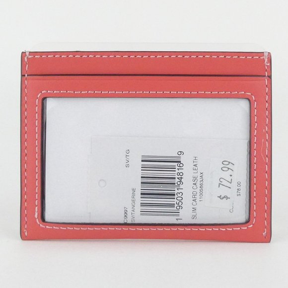 Coach Tangerine Leather Slim ID Card Case NWT C9997 - Picture 2 of 2